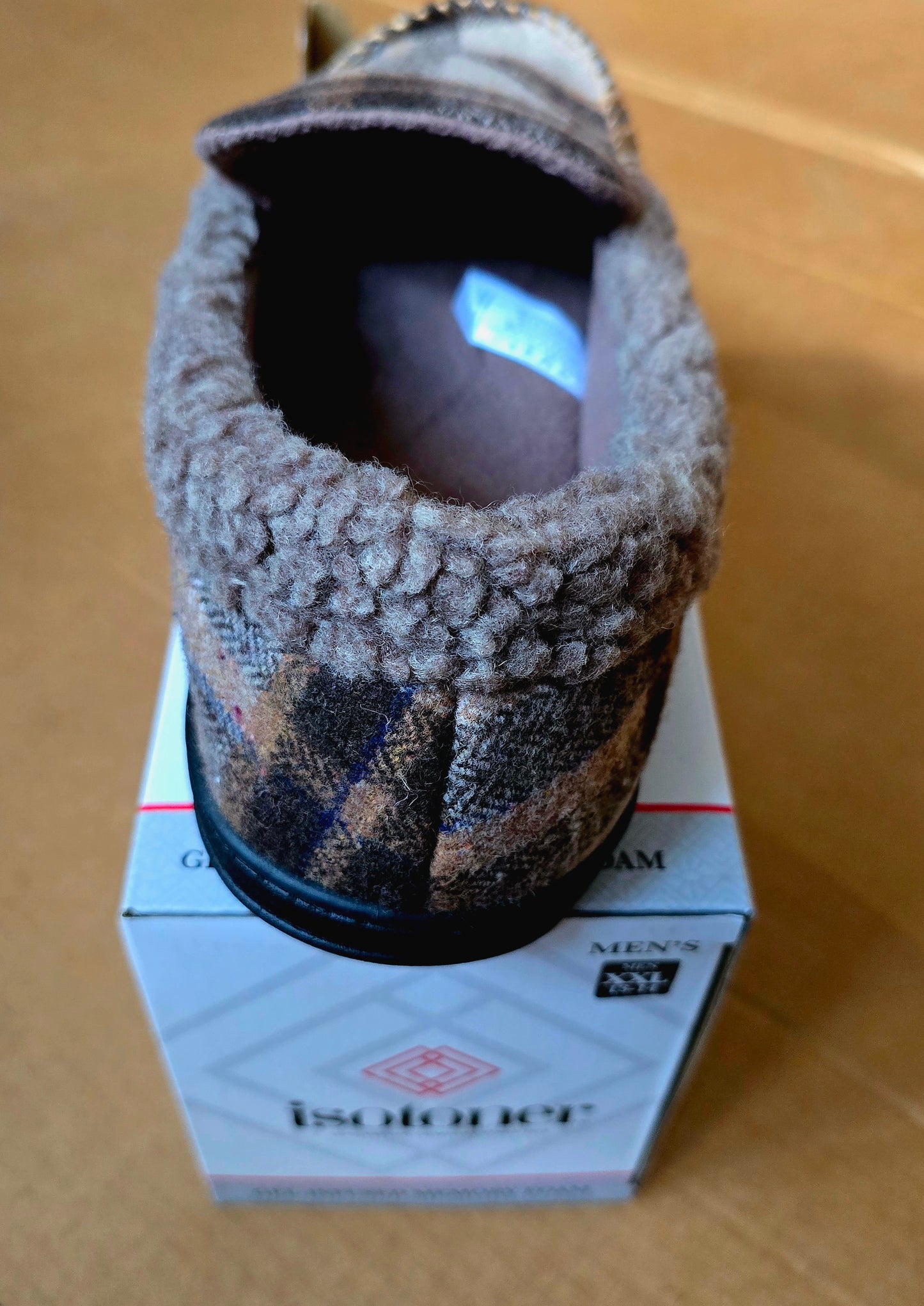 Isotoner Mens Plaid Dark Chocolate/Beige XXL (13 - 14)