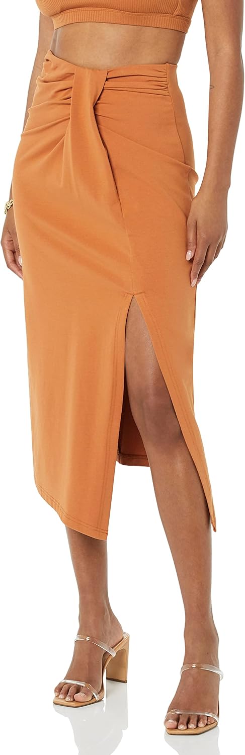 Women's faux wrap midi skirt