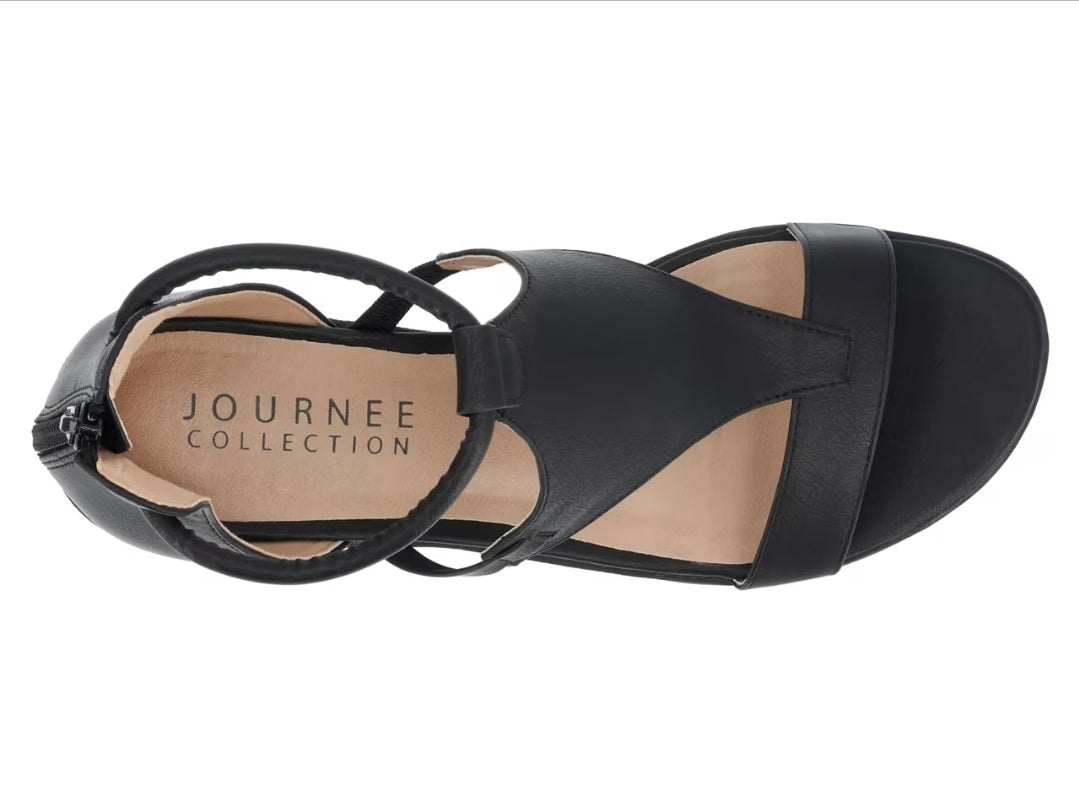Journee Collection Womens Trayle wedge Black 7.5M