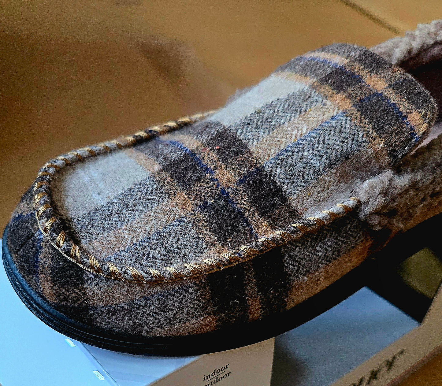 Isotoner Mens Plaid Dark Chocolate/Beige XXL (13 - 14)