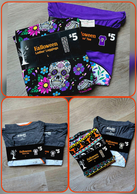 Halloween shirts and leggings - lot of 6