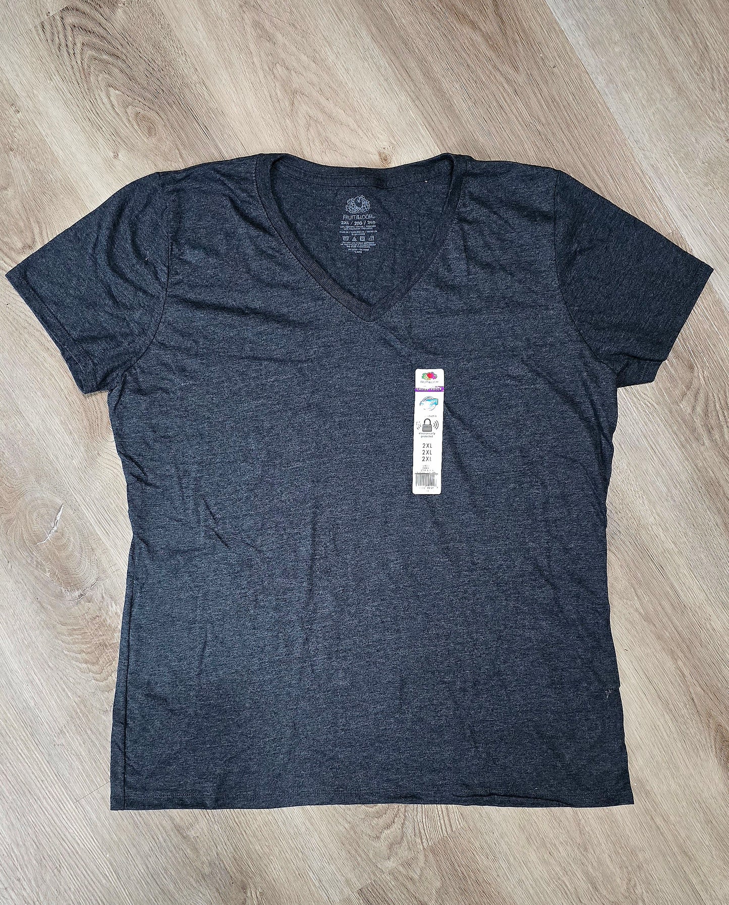 3 Heather Black V-veck (2XL)