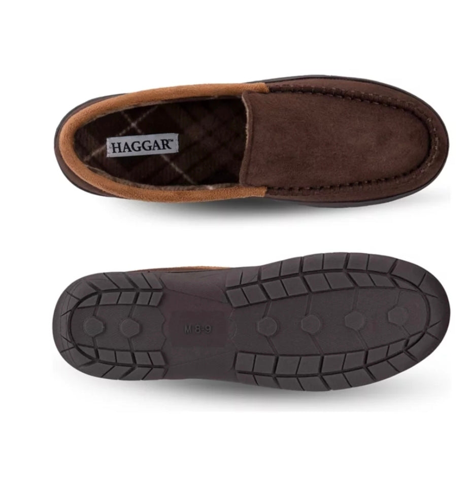 Haggar Mens Microsuede Fleece-Lined Brown 11-12