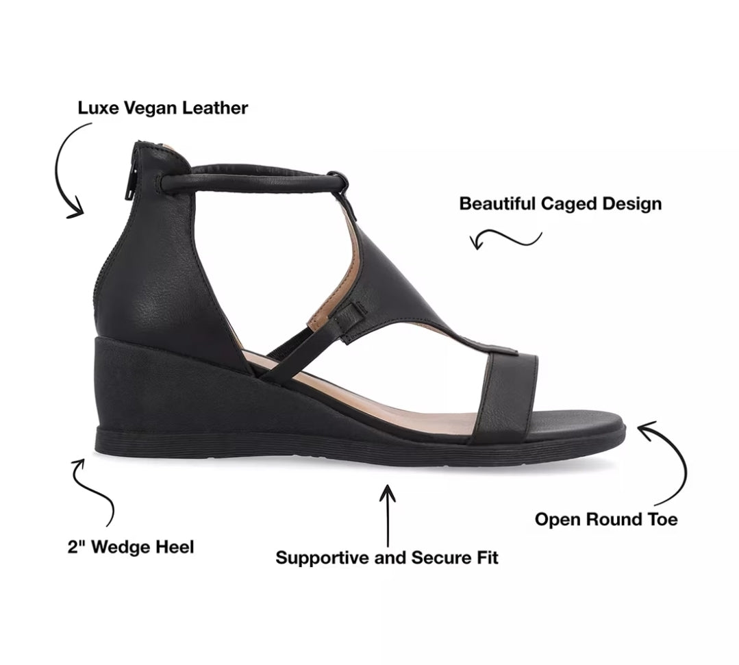 Journee Collection Womens Trayle wedge Black 7.5M