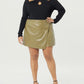 Vegan leather olive skirt