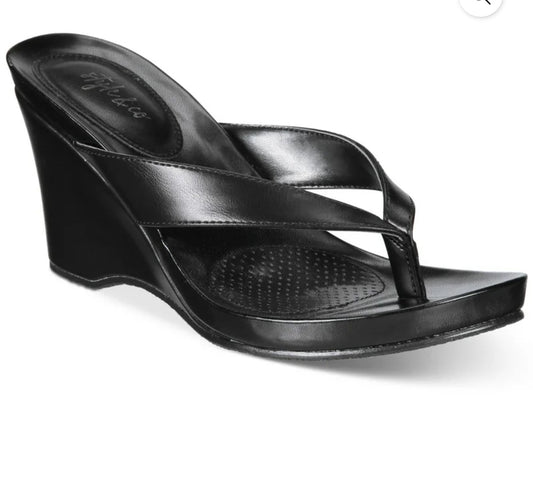 Style Co Chicklet Wedge Sandals Black 5.5M