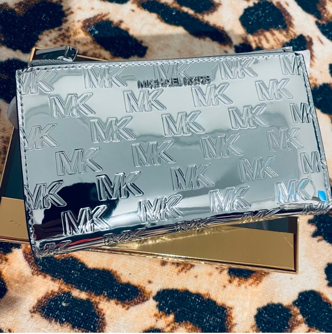 Michael Kors Double Zip Wristlet Silver