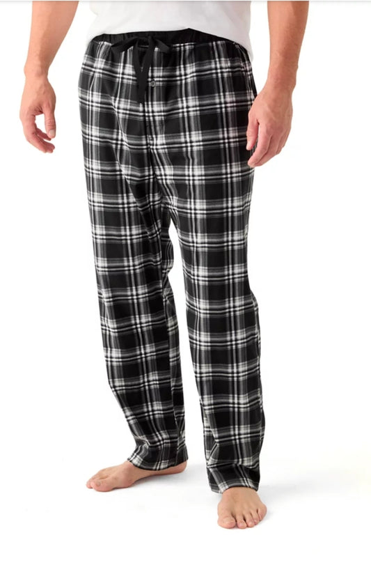 Nautica Mens Classic-Fit Plaid Fleece True Black L