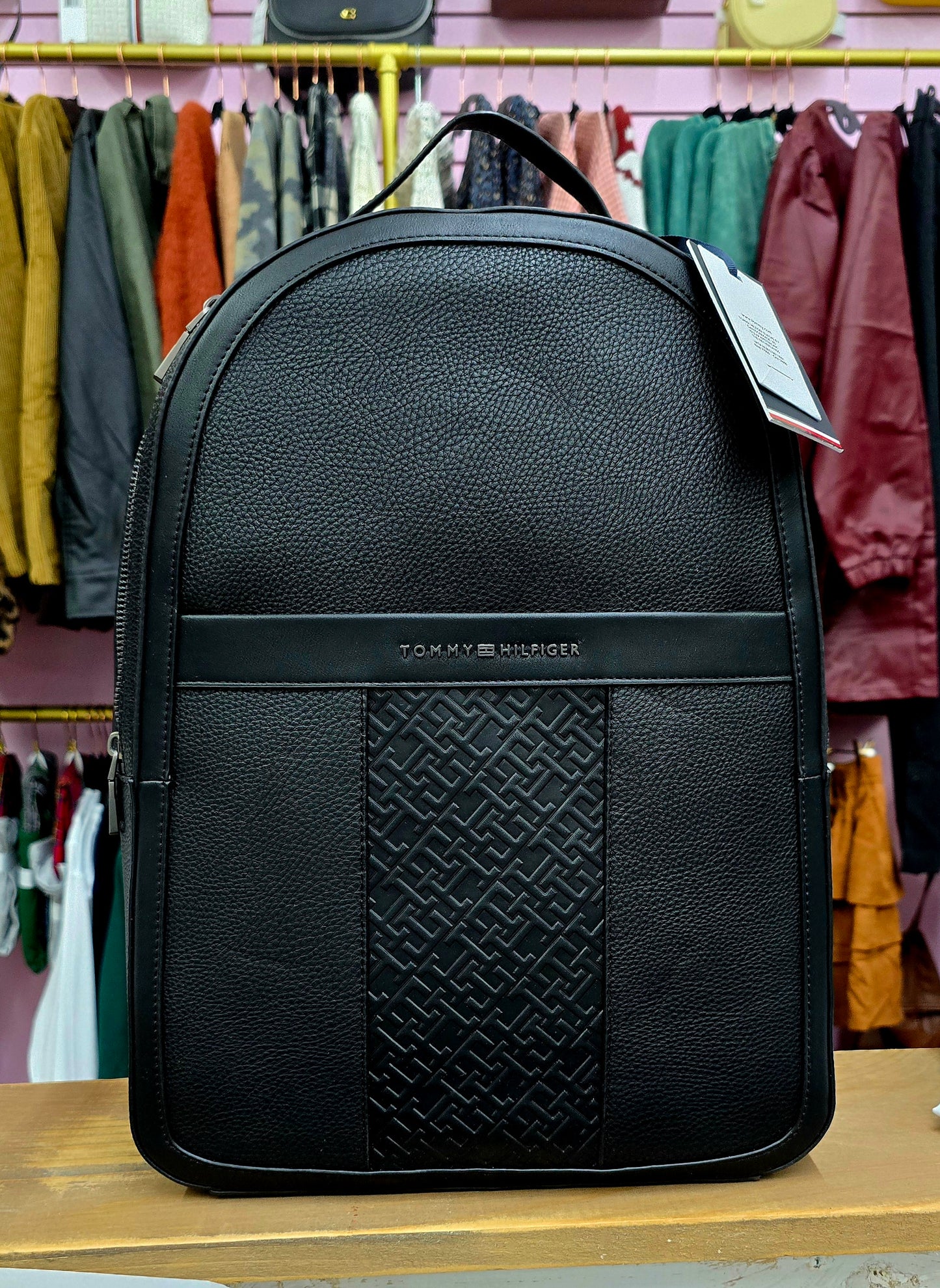 Tommy Hilfiger Mens Monogram Backpack Black