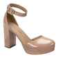 Sun Stone Birdey Ankle-Strap Block-Heel Peony Patent 12M
