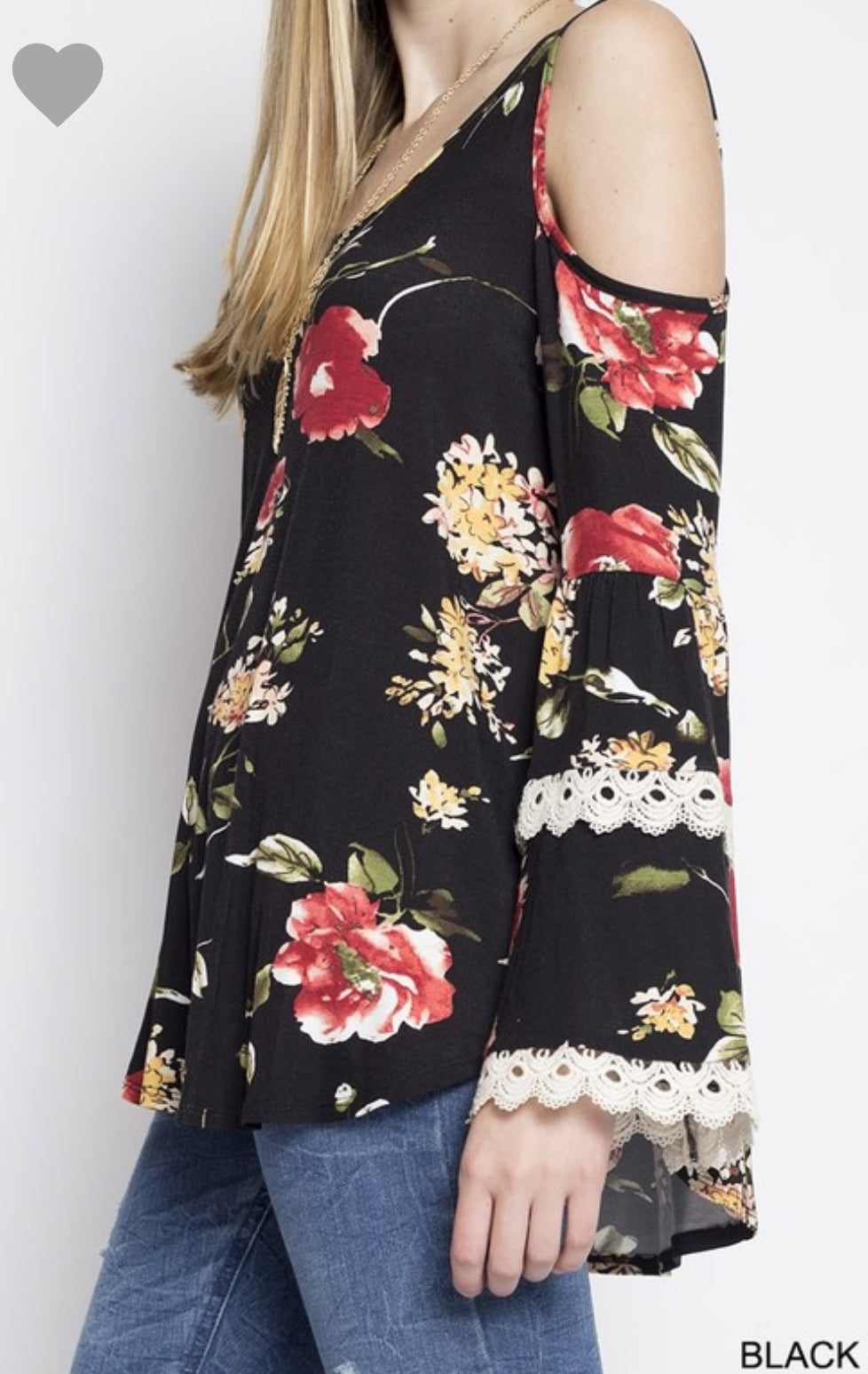 Cold shoulder - floral print top