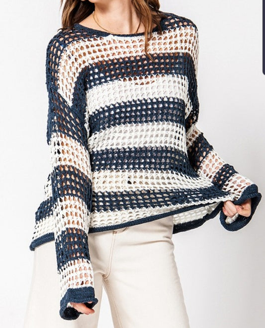 Color block loose knit sweater