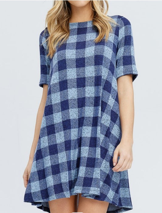 Navy Check Dress