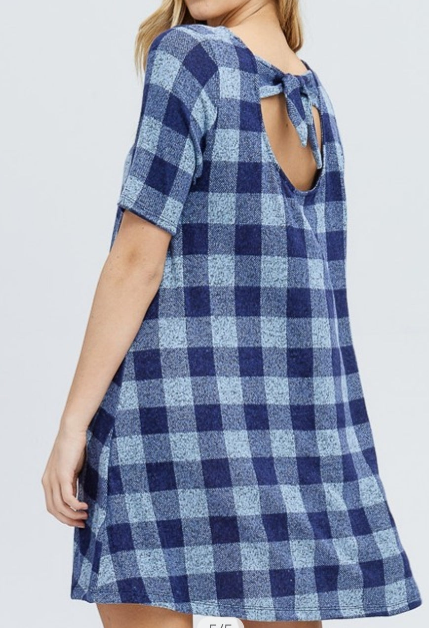 Navy Check Dress