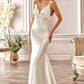 Off white satin formal dress