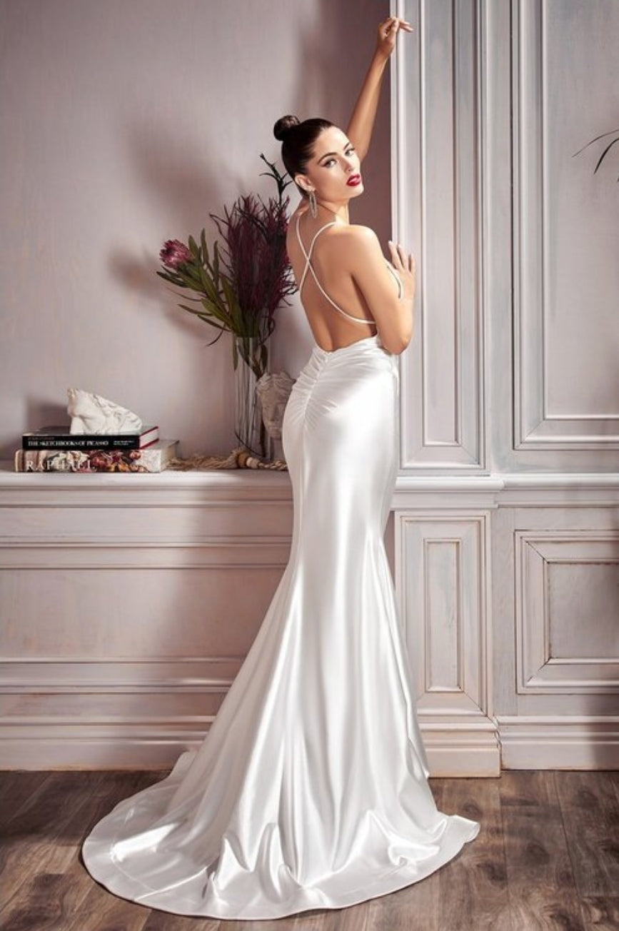 Off white satin formal dress